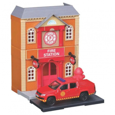18-31515 Игровой набор "Построй свой город!" Пожарная станция с машинкой Street Fire, 1:43