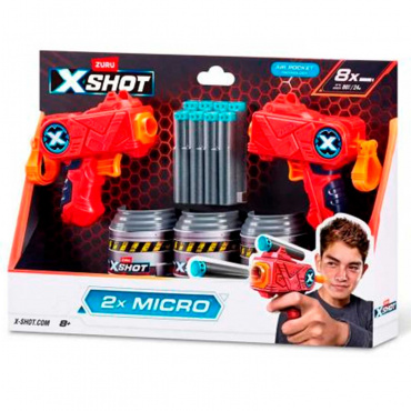 3621 Игровой набор ZURU X-Shot EXCEL Микро ДУО (2 бластера, 3 мишени, 8 снарядов)