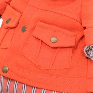 Ks25-148 Игрушка мягконабивная Басик в оранжевой куртке и штанах