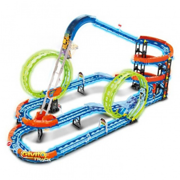 G2412-498 Cветящийся гоночный трек для машинок - переверт. (2 неон. петли 360°, 2 машинки), 116 дет. G2412-498 Cветящийся гоночный трек для машинок - переверт. (2 неон. петли 360°, 2 машинки), 116 дет.