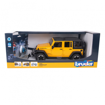 02543 Игрушка из пластмассы Внедорожник Wrangler Rubicon Unlimited c велосипедистом и фигуркой