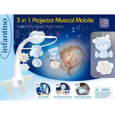 4896 Игрушка 3 в 1 Музыкальный мобиль-проектор (голубой) Infantino