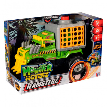 5417116 Игрушка Монстр-трак с динозавром в клетке Teamsterz, зеленый (свет, звук), 3+