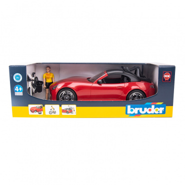 03485 Игрушка из пластмассы Спортивный автомобиль Roadster с фигуркой и велосипедом