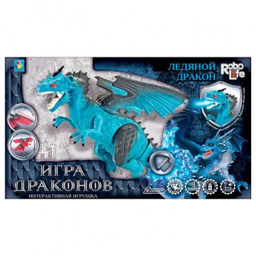 Т16703 1toy игрушка интерактивный Ледяной дракон (3*АА в комп. входят) на ИК пульт