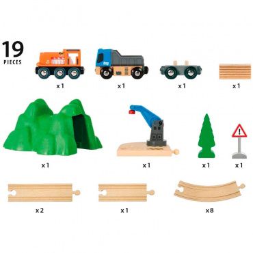 33878 BRIO Погрузо-разгрузочный Ж/д набор, размер в собранном виде 66,6х59 см., 19 элементов