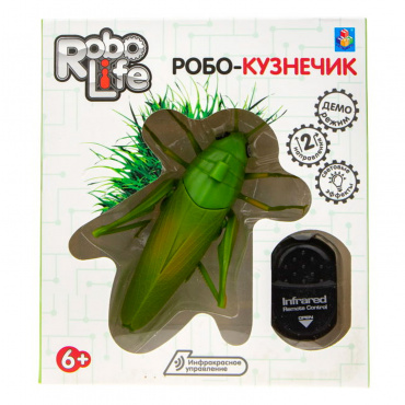 Т21011 1toy RoboLife Игрушка Робо-Кузнечик, ИК-пульт (6xAG13, входят в компл), коробка 19*16,5*5,2см