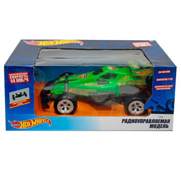 Т10975 Игрушка транспортная "Автомобиль Hot Wheels" на р/у, 1:18, со светом, зеленый