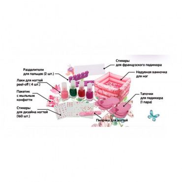 Т16679 Lukky Бьюти-Дизайн наб."Педикюр",с надув.ванночкой,тапочками,пилочкой,мыльным конфетти,лаками