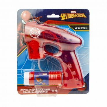 Т17308 Игрушка 1toy Человек-паук, мыл. пистолет, светится в темноте, бут. 60 мл, блистер