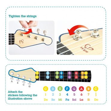 E0625_HP Музыкальная игрушка Гавайская гитара для детей "Мерцающая укулеле", синяя