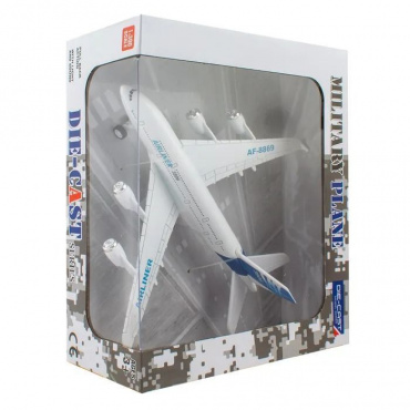 91011 Игрушка KiddieDrive Пассажирский самолет, с механизмом, свет /звук, 22см (металл)