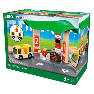 33427 BRIO Игровой набор станция 2-в-1 Авто и Ж/Д вокзал, 5 дет, кор