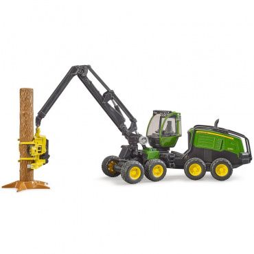 02135 Игрушка из пластмассы Bruder Харвестер John Deere 1270G с бревном