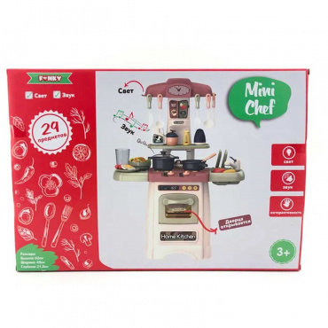 FT88358 Набор Детская игровая кухня Mini Chef, бежевая, свет звук, 29 предметов, Funky toys