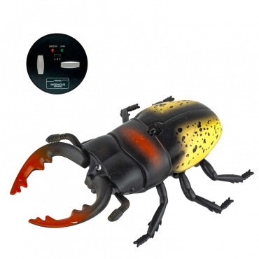 Т16603 1toy Игрушка Робо-Жук-Олень (желтый) на ИК Управлении, с зарядкой от пульта