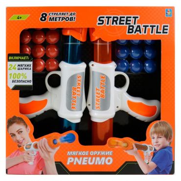 Т13651 1toy Street Battle Игровое оружие с мягкими шариками (в компл. 2 пист., 24 шар. 2,8 см), кор