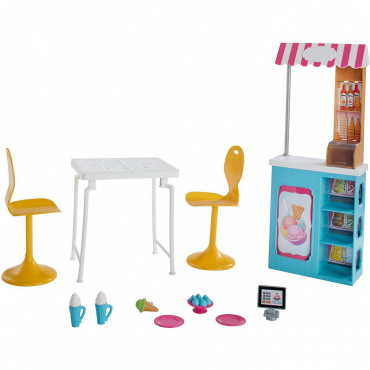 GBK87 Игровой набор Кафе-мороженое с куклой Барби и Челси
