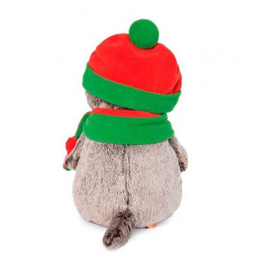 Ks19-087 Игрушка мягконабивная 'Басик в оранжево-зеленой шапке и шарфике'