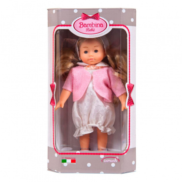 BD1652-M37/w(4) Кукла "Bambina Bebe", тм Dimian, в белом платье и розовом жакете, 20 см