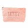 Т21396 Lukky косметичка плюш.с лого LUKKY,персиковая,25х16 см,пакет,бирка