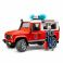 02596 Игрушка из пластмассы Bruder Внедорожник Land Rover Defender Station Wagon Пожарная(+мигалка)