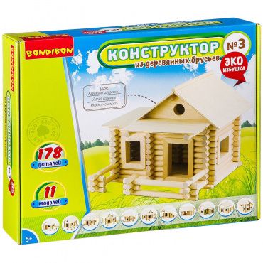 ВВ2603 Конструкторы Bondibon Конструктор из деревянных брусьев №3, Box 35x7x30 см