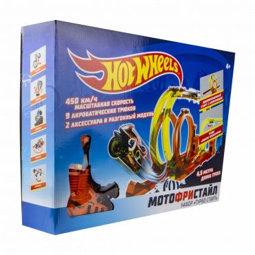 Т16724 Набор Hot Wheels Мотофристайл (в компл.: 2 инерц. мотобайка, 2 турбо ускорителя, 20 деталей