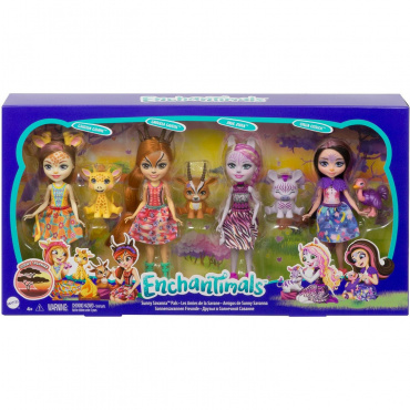 GYN57 Игровой набор из 4 кукол Enchantimals "Солнечная саванна"