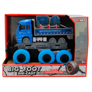 FT61095 Игрушка Грузовик с дорожными знаками с краш-эффектом, кабина die-cast, 6*6, 1:43 Funky toys