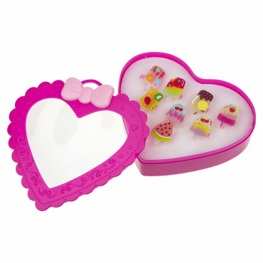 Т21036 1toy наб.украш."Sweet heart Bijou" в шкатулке 8 колец мороженки, 13*11,5см