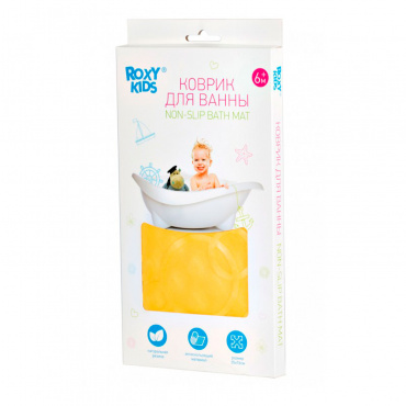 BM-M188-1Y Антискользящий резиновый коврик для ванны ROXY-KIDS. 35x76 см. Цвет желтый.