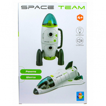 Т21434 1toy Space Team 3 в 1 Космический набор (ракета, квадроцикл, шаттл, 3 космонавта, свет, свук)
