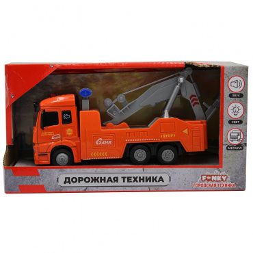 FT61085 Игрушка Дорожная техника, кабина die-cast, свет, звук, оранжевый, 1:43 Funky toys