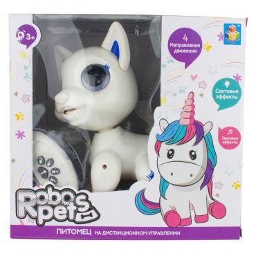 Т17158 1toy Игрушка интерактивная Robo Pets Щенок (3*ААА бат.не входят),ИК пульт (2*ААА бат.не вход)