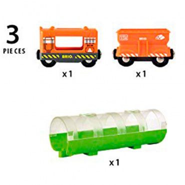 33891 BRIO Игрушка. Грузовой вагон и туннель, 3 эл.