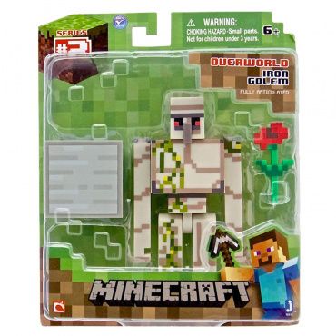 TM16511 Игрушка Фигурка Minecraft Iron Golem Железный голем с аксессуарами пластик 8см Jazwares