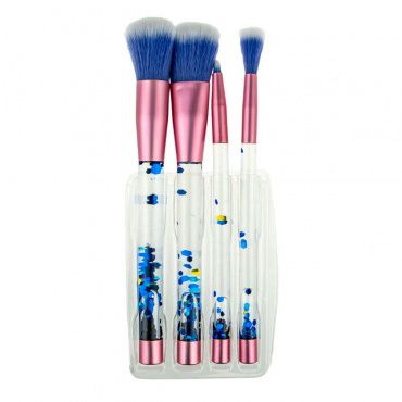 Т21698 Lukky набор из 4 кистей для нанесения макияжа с жидкостью и блестками, голубой