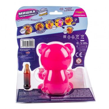 GUM001_3 Интерактивная игрушка "Мармеладный мишка-тянучка" со звук. и свет. эфф. (розовый) Eolo