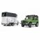 02592 Игрушка из пластмассы Bruder Внедорожник Land Rover Defender с прицепом и лошадью