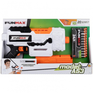 Т24243 1toy Funmax "A53" бластер электрич., обойма на 12 выстрелов, в компл. 24 EVA снаряда.