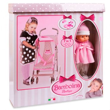 1774WB-M4 Игрушка Bambolina Boutique Прогулочная коляска для куклы в комплекте с куклой