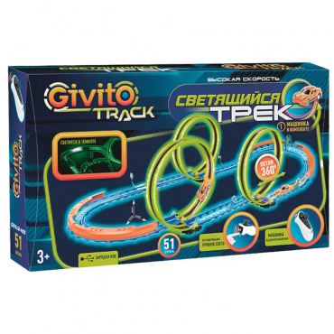 G2412-493 Cветящийся автотрек с машинкой на пульте ИК упр. (3 неоновые петли 360°,1 машинка), 51 дет G2412-493 Cветящийся автотрек с машинкой на пульте ИК упр. (3 неоновые петли 360°,1 машинка), 51 дет
