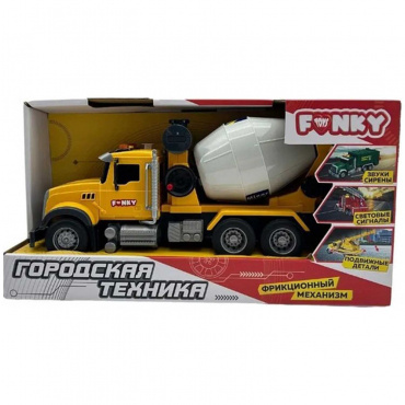 FT1202613 Игрушка "Городская техника" желт. фрикц. машина бетоносмеситель,32см, свет, зв, Funky Toys FT1202613 Игрушка "Городская техника" желт. фрикц. машина бетоносмеситель,32см, свет, зв, Funky Toys