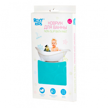 BM-M188-1AQ Антискользящий резиновый коврик для ванны ROXY-KIDS. 35 x 76 см. Цвет аквамарин.