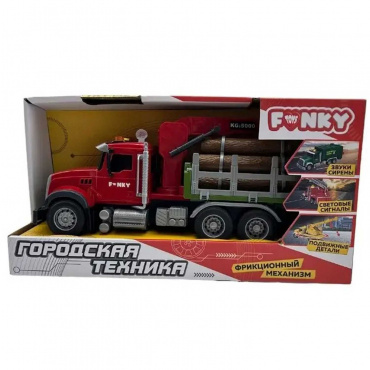 FT1202619 Игрушка "Городская техника" фрикционная машина лесовоз, 32 см, свет, звук, Funky Toys FT1202619 Игрушка "Городская техника" фрикционная машина лесовоз, 32 см, свет, звук, Funky Toys