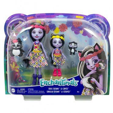 HCF82 Игровой набор Enchantimals Сестрички с питомцами Сейдж и Сабелла Скунси