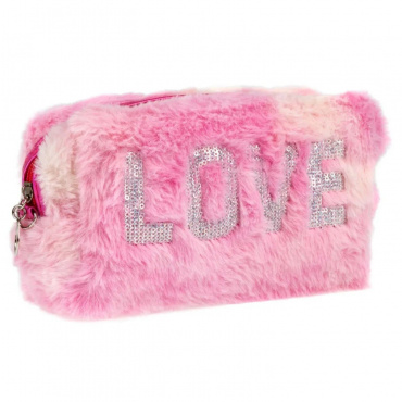 Т24428 Lukky Косметичка плюшевая Lukky Love, 18*10*8см,пакет,бирка
