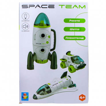 Т21435 1toy Space Team 4 в 1 Космический набор (ракета, фрикц. маш., шаттл, квадроцикл, 4 космонавта