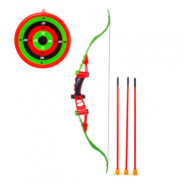 S-00188 Лук со стрелами на присосках, в наборе 3 стрелы, лук и мишень, в коробке